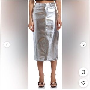 Avec Les Filles Metallic Midi Skirt NWOT